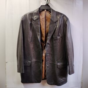 MARSHALL FIELD'S Men's Lamb Leather Jacket Dark Brown - Size 44R